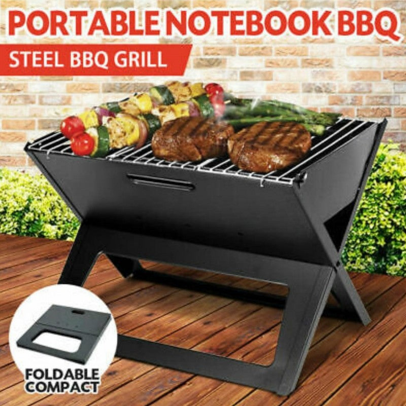 Notebook Portable Flat-Folding BBQ Charcoal Grill