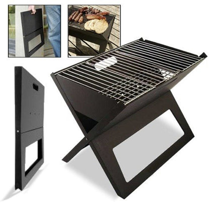 Notebook Portable Flat-Folding BBQ Charcoal Grill
