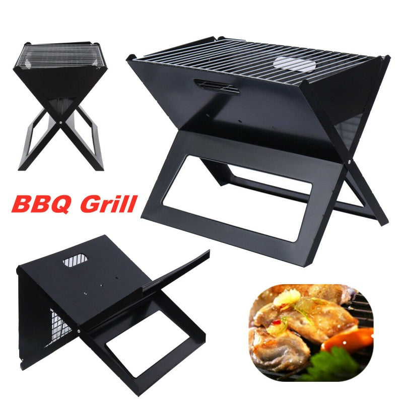 Notebook Portable Flat-Folding BBQ Charcoal Grill