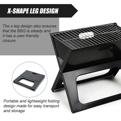 Notebook Portable Flat-Folding BBQ Charcoal Grill