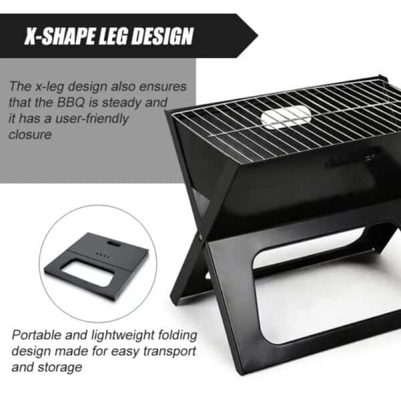 Notebook Portable Flat-Folding BBQ Charcoal Grill
