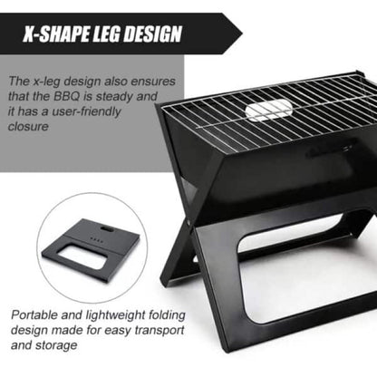 Notebook Portable Flat-Folding BBQ Charcoal Grill
