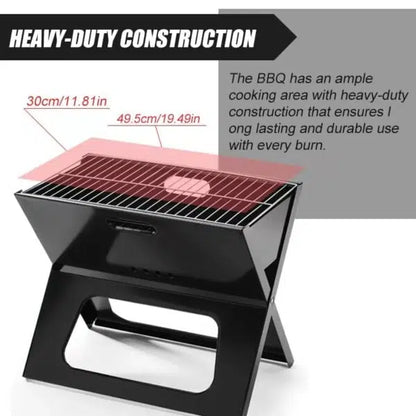 Notebook Portable Flat-Folding BBQ Charcoal Grill