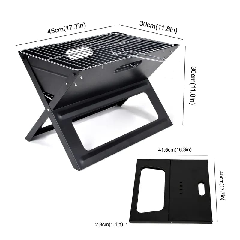 Notebook Portable Flat-Folding BBQ Charcoal Grill