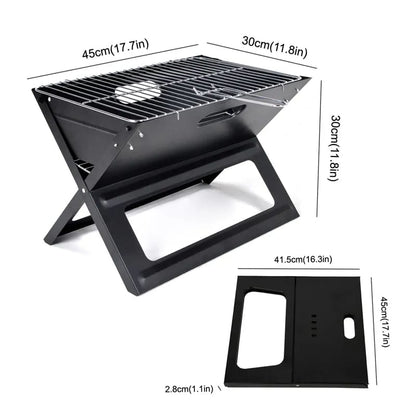 Notebook Portable Flat-Folding BBQ Charcoal Grill