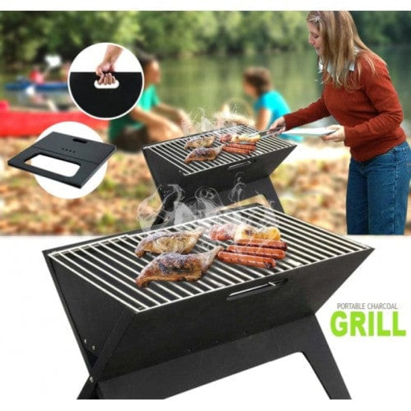 Notebook Portable Flat-Folding BBQ Charcoal Grill