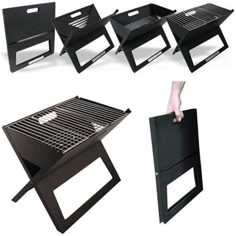 Notebook Portable Flat-Folding BBQ Charcoal Grill