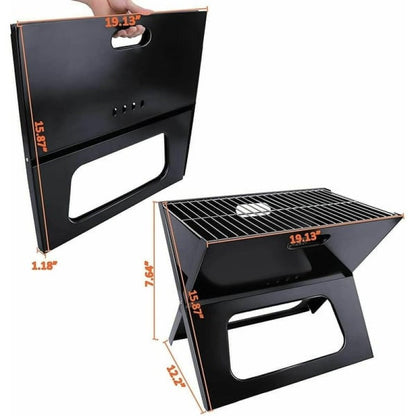 Notebook Portable Flat-Folding BBQ Charcoal Grill