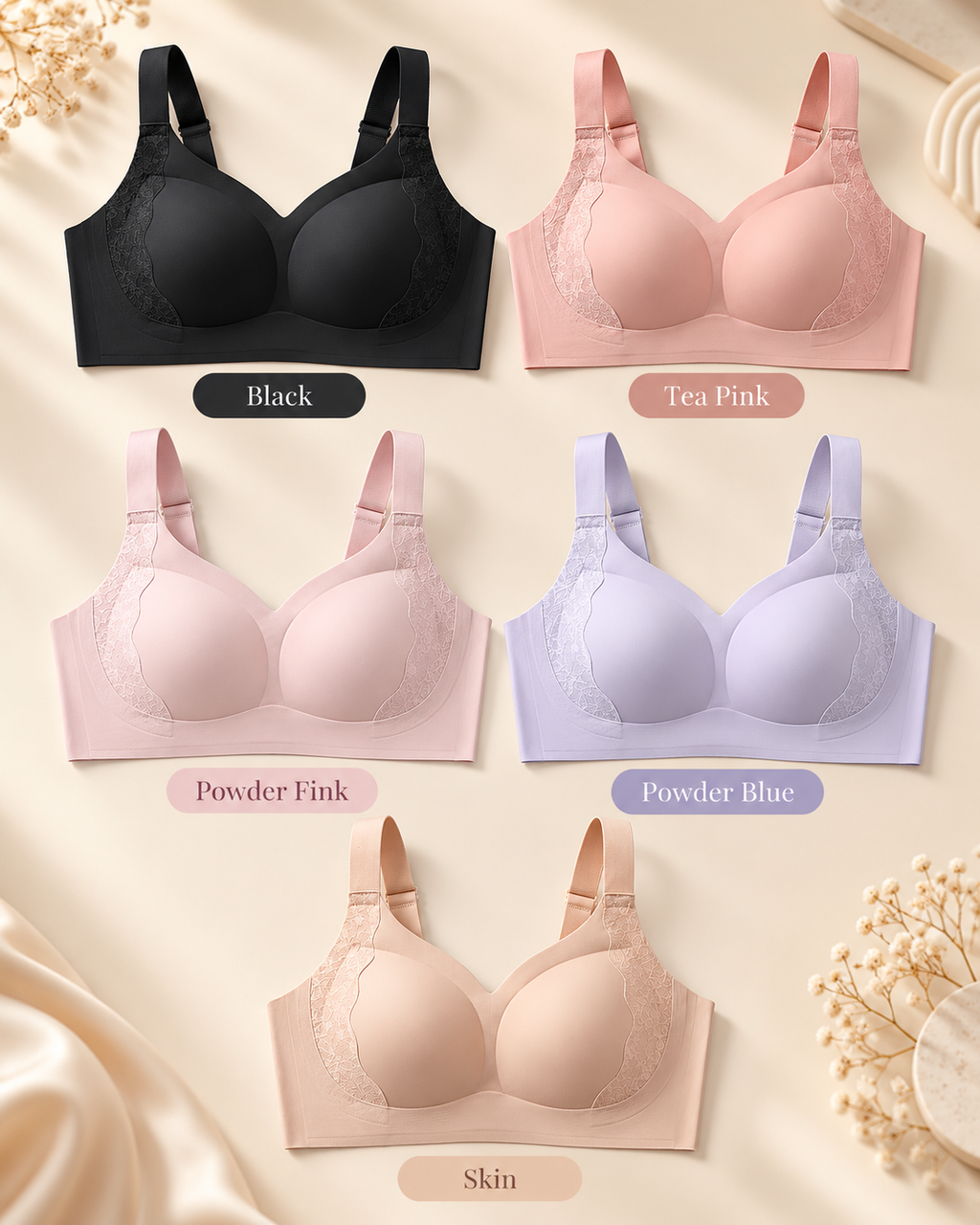 Back Open Thick strap Bonding Bra(Premium Imported)