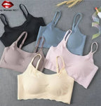 Pack of-2Seamless Bras for Woman Wireless Underwear Ice Silk Removable Padded Bralette Breathable Comfortable One Piece Brassier