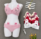 ✨Fluffy Bunny Plush Bra & Panty Set – Cute Soft Comfort Lingerie