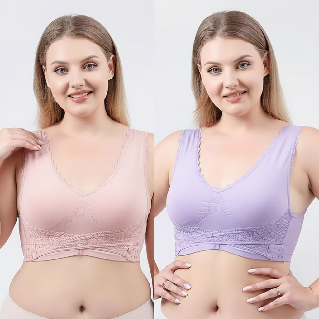 Last day 30% off - comfy corset bra front cross side buckle lace bras