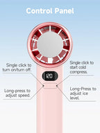 Premium Portable Turbo Handheld Fan with Cold Compress Technology